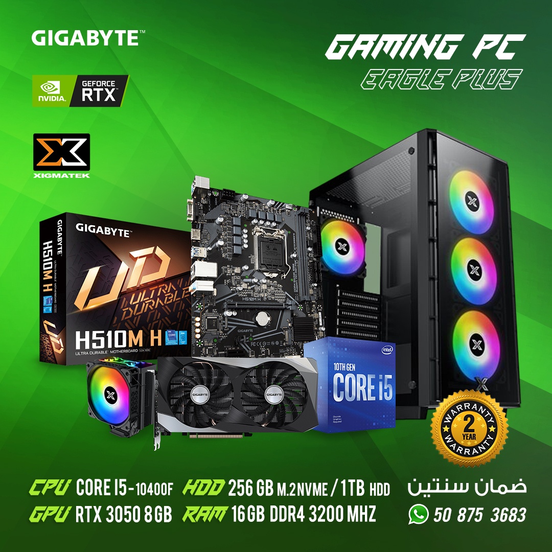 PC Gaming, Elite One Black Case, intel i5 10400F CPU, 16GB DDR4 3200