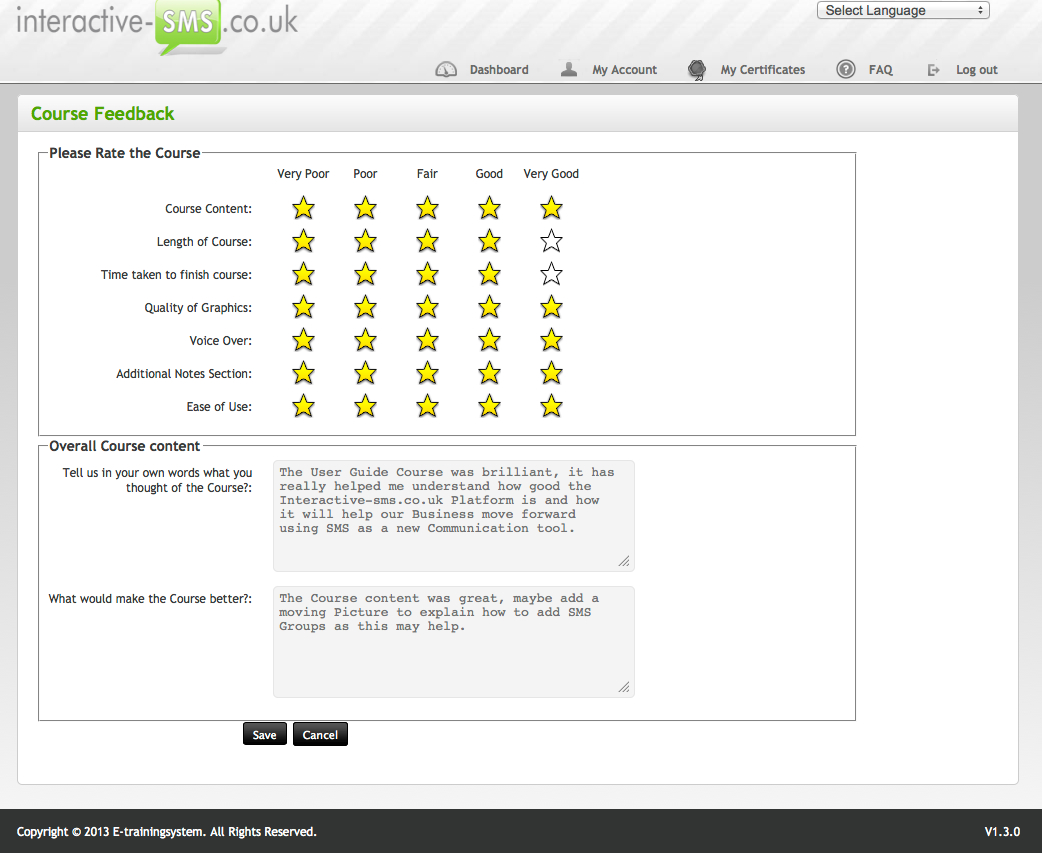Feedback System Etrainingsystem