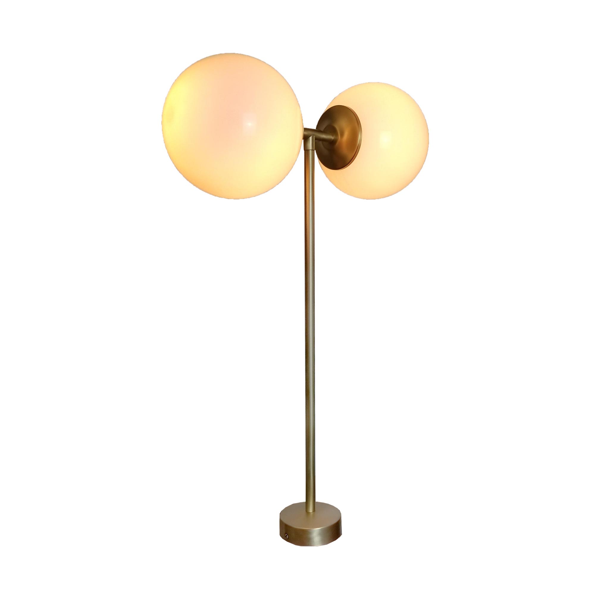 Twin Brass Globe Hardwired Table Lamp E2 Contract Lighting