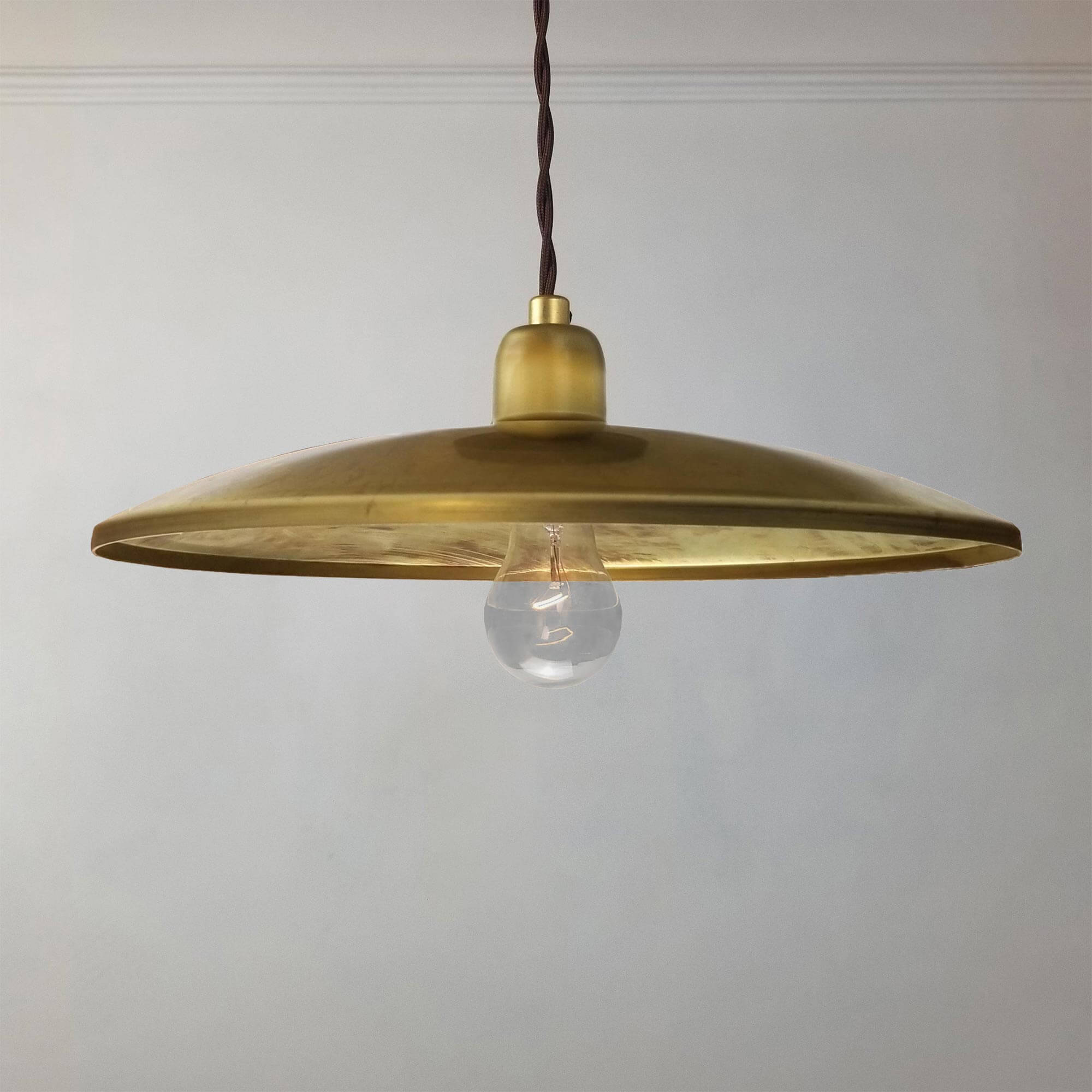 Distressed Brass Dish Pendant Light E2 Contract Lighting