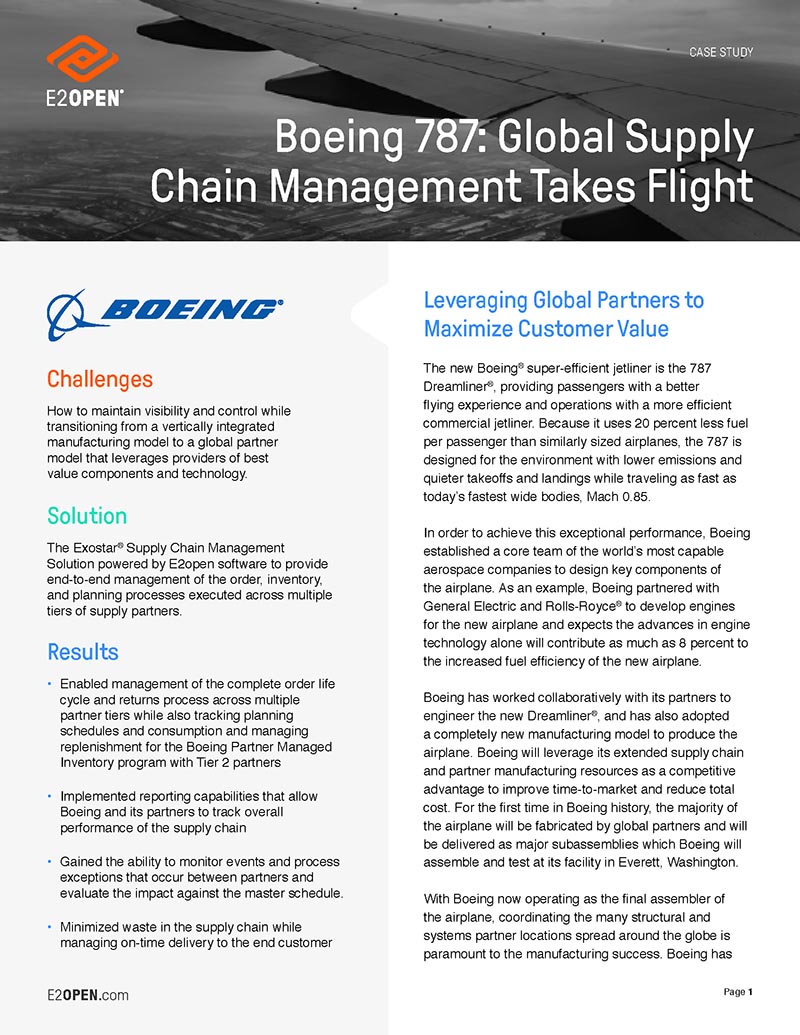 Boeing 787 Global Supply Chain E2open