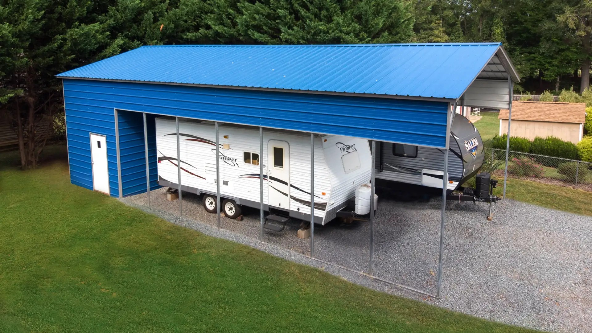 24x45x13 Metal Combo Unit Vertical Roof Eagle Carports