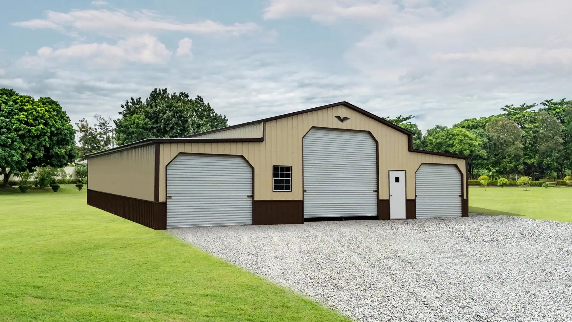 48x50x13 Metal Barn with 12' LeanTo Vertical Roof Eagle Carports