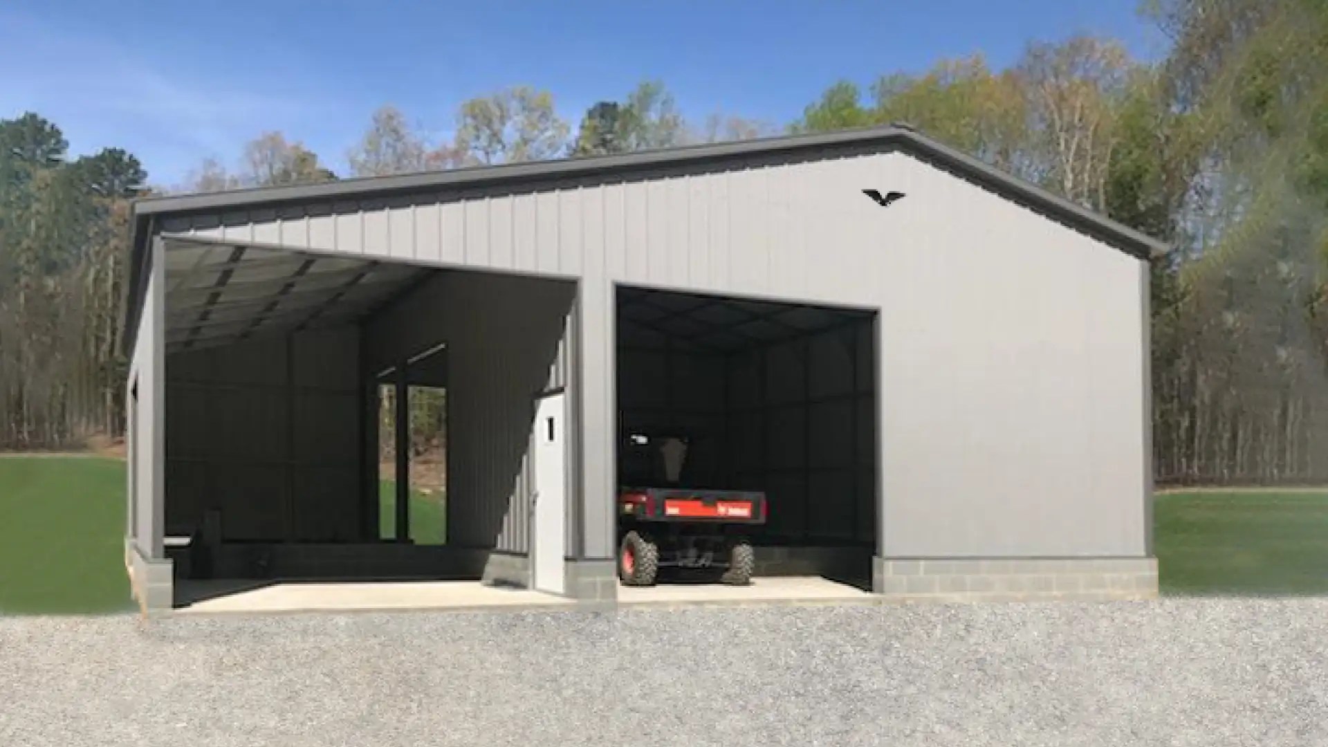 36x40x12 Metal Garage with 12' LeanTo Vertical Roof Eagle Carports