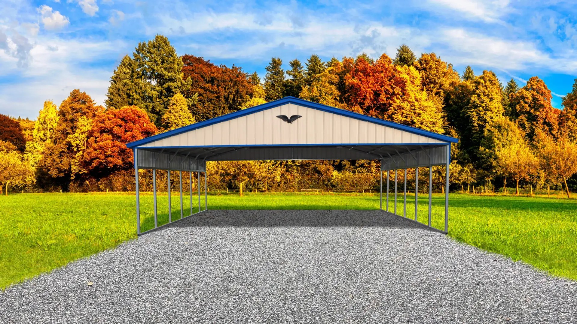 30x30x10 Metal Carport Vertical Roof Eagle Carports