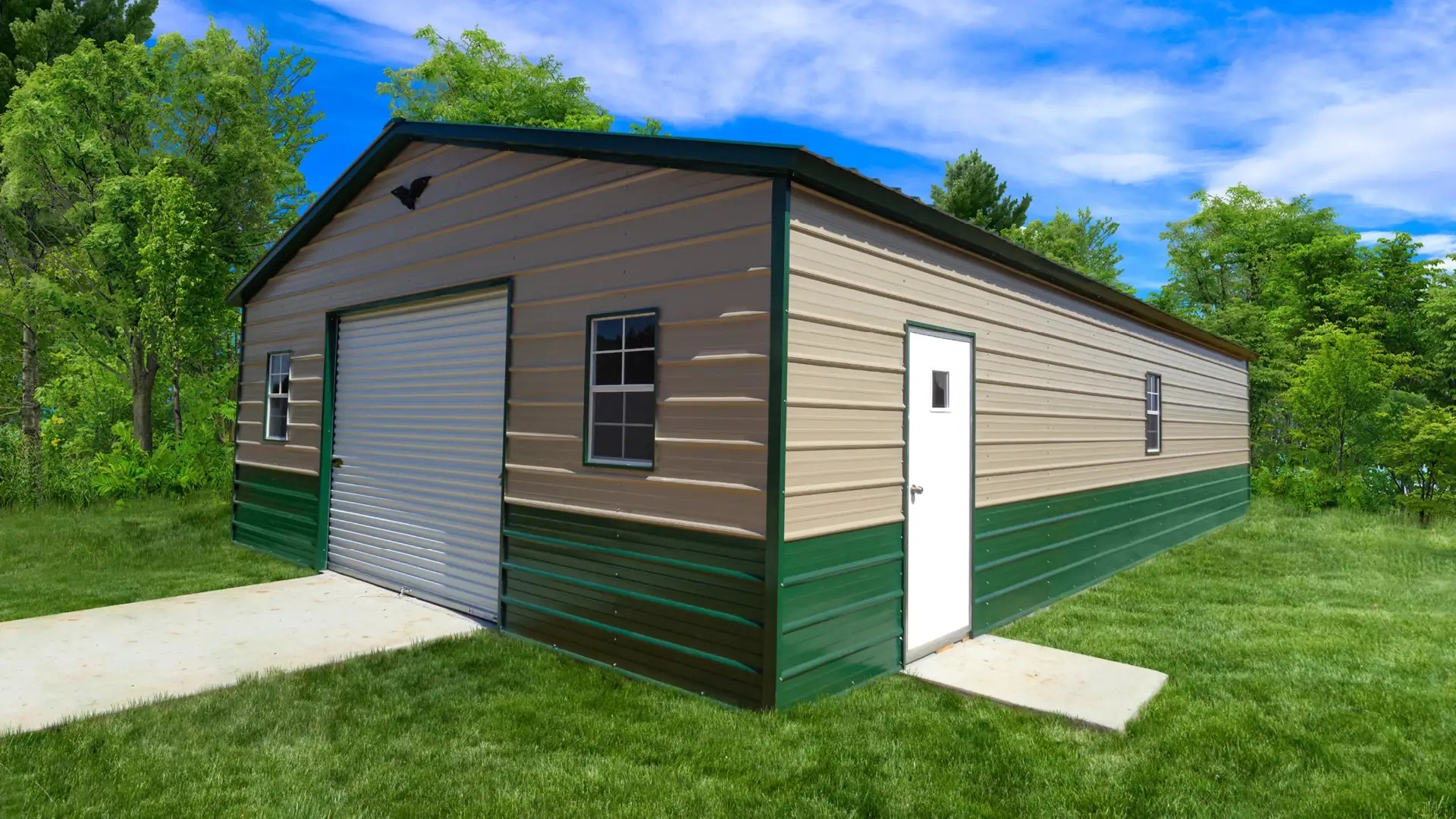 26x55x9 Metal Garage Vertical Roof Eagle Carports