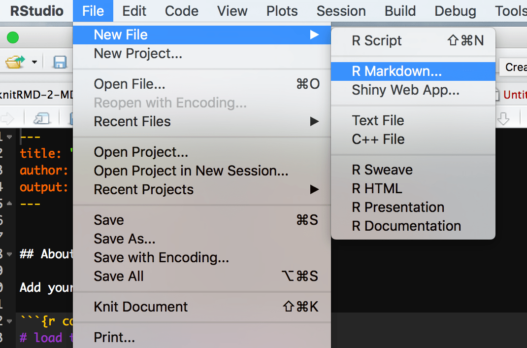 How to create an R Markdown File in R Studio and the R Markdown File