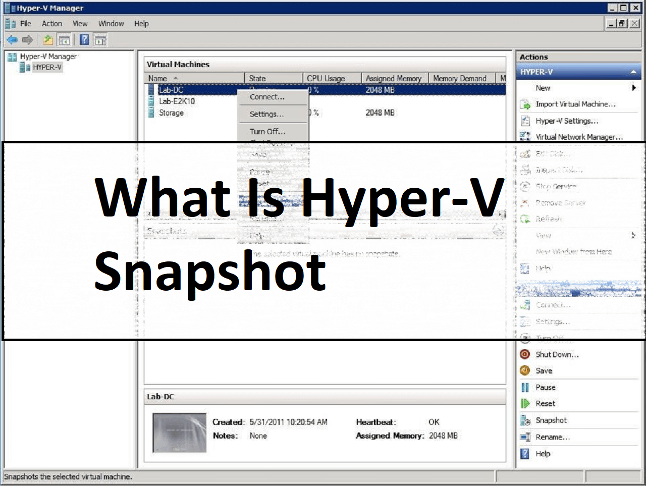 Key Points on HyperV Snapshot EaseUS