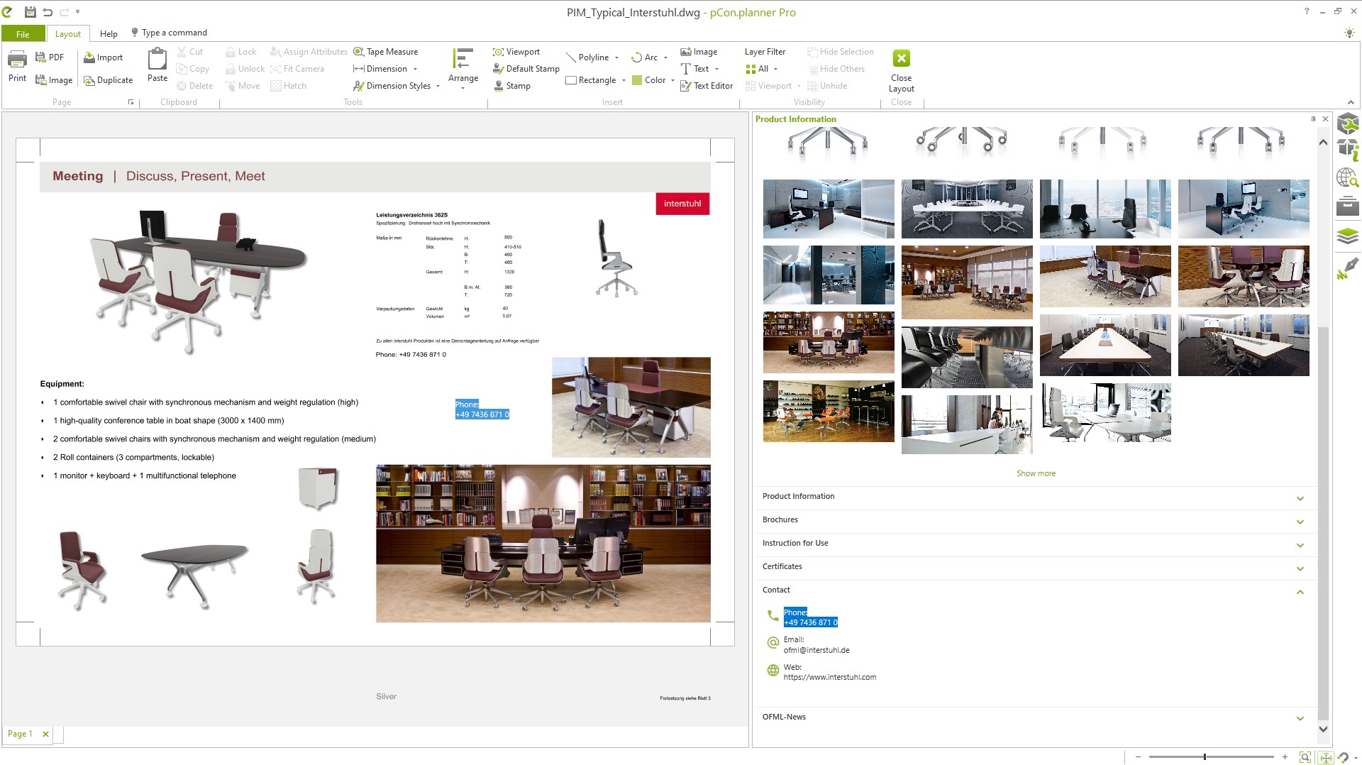 pCon.planner 8.3 oferă „Informații despre produs”