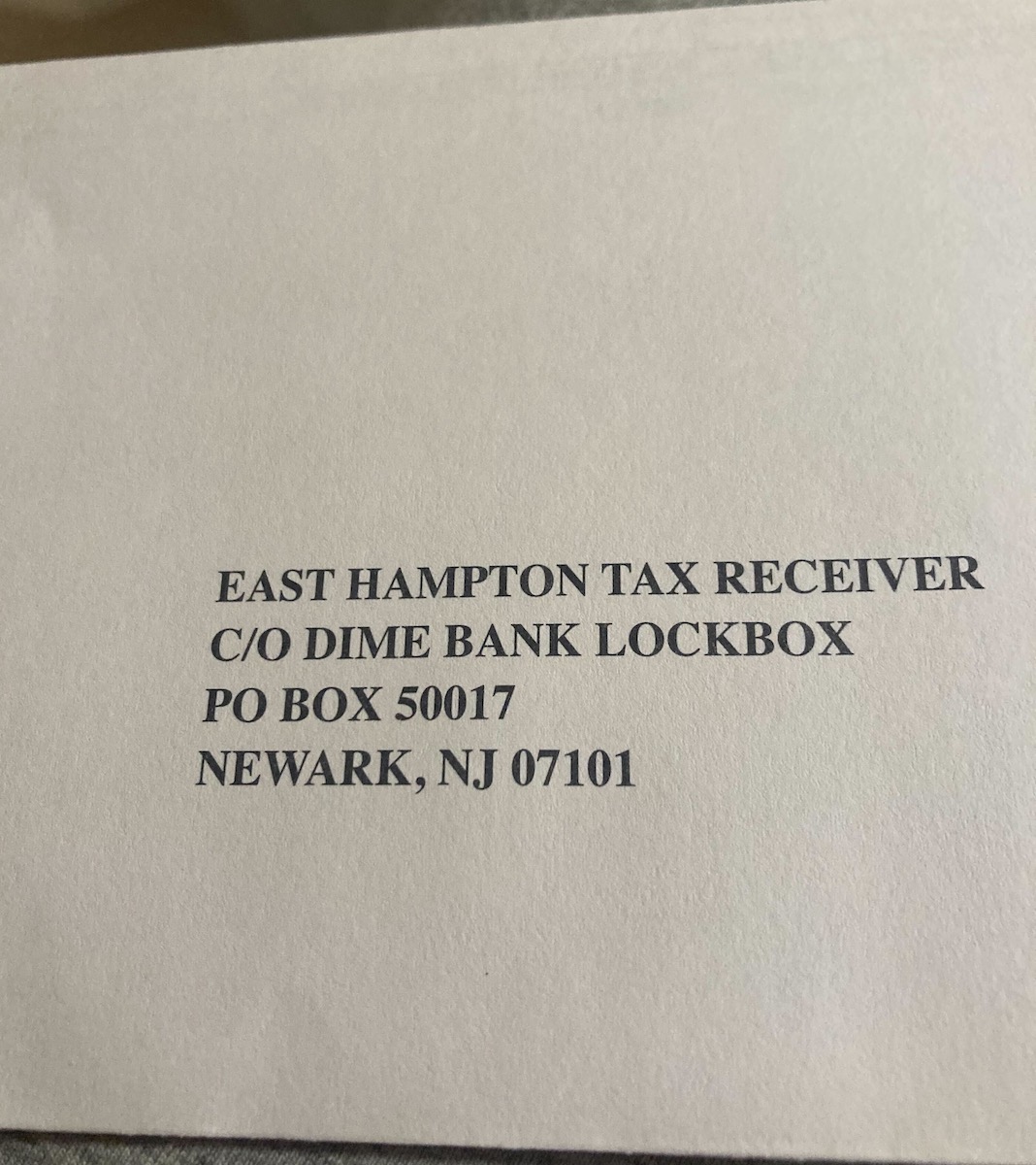 That Newark, N.J. TaxPayment Address? It's Legit The East Hampton Star
