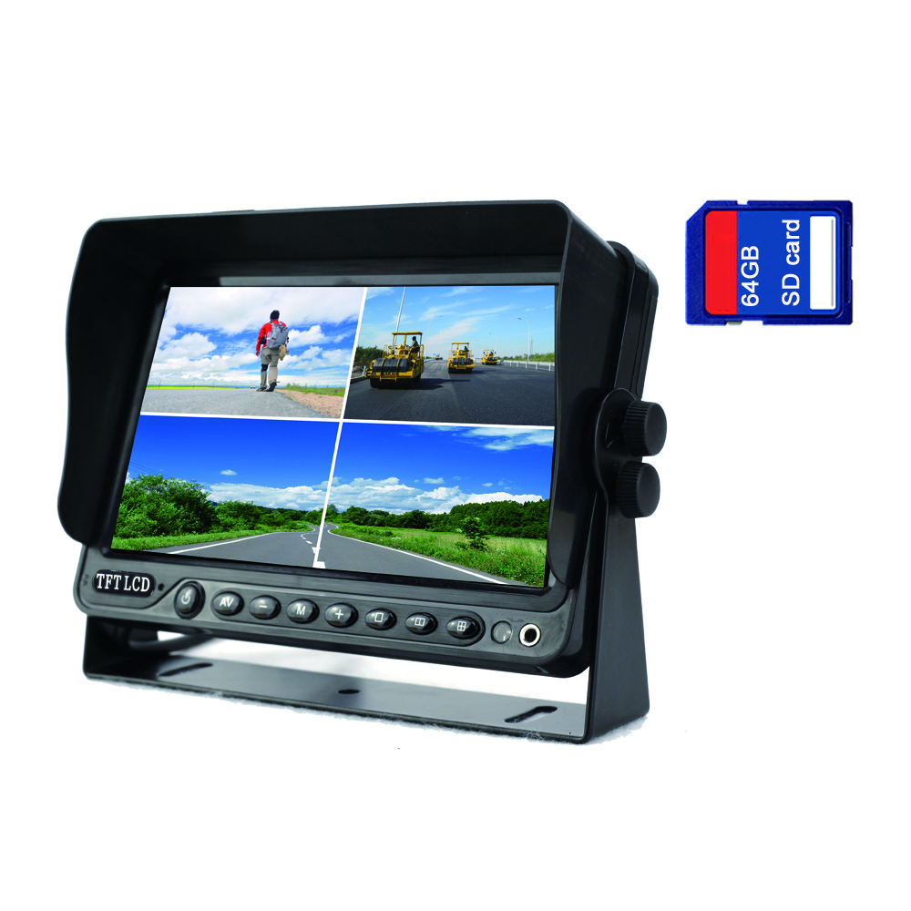 7 inch quad HD monitor with DVR function support 256G SD card video