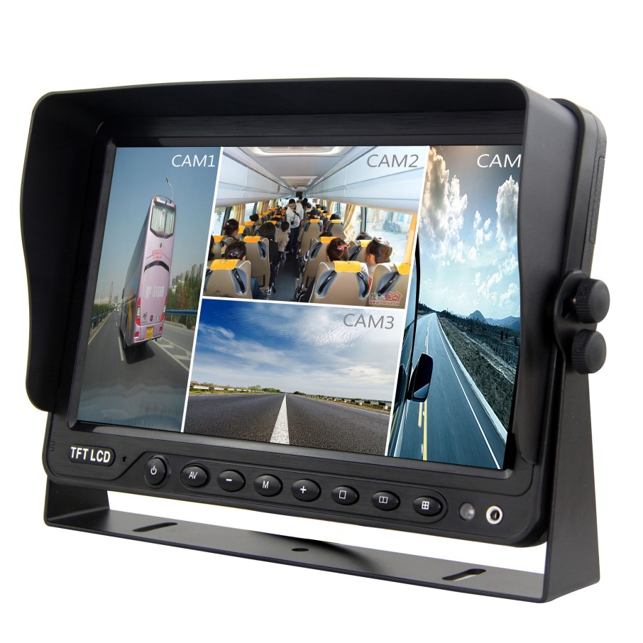 9 inch quad HD car monitor with DVR function support 256G SD card video