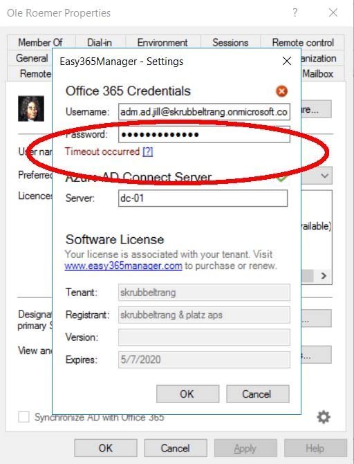 Timeout Occurred Easy365Manager