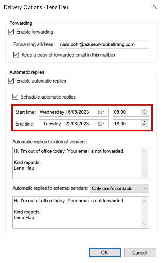 SetMailboxAutoReplyConfiguration StartTime EndTime Easy365Manager