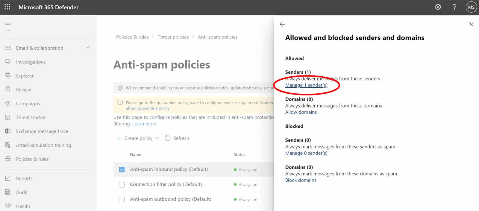 How to Whitelist a Sender in Office 365 Easy365Manager