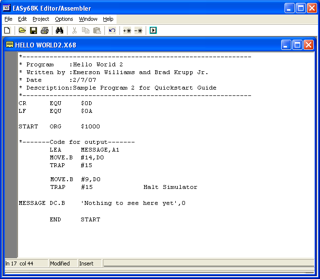 Hello World Assembly Demo