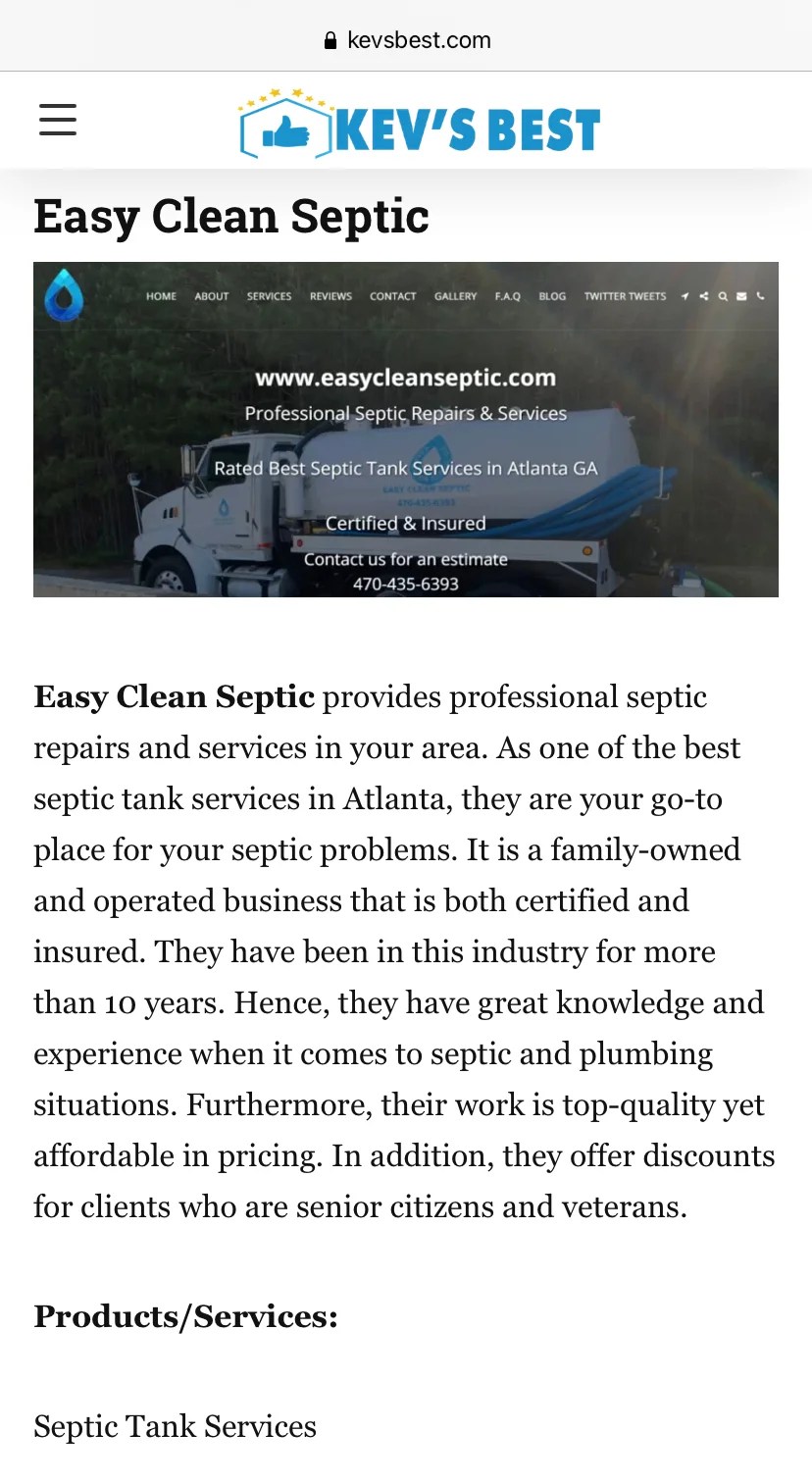 Easy Clean Septic voted 1 septic company in Atlanta GA Easy Clean Septic