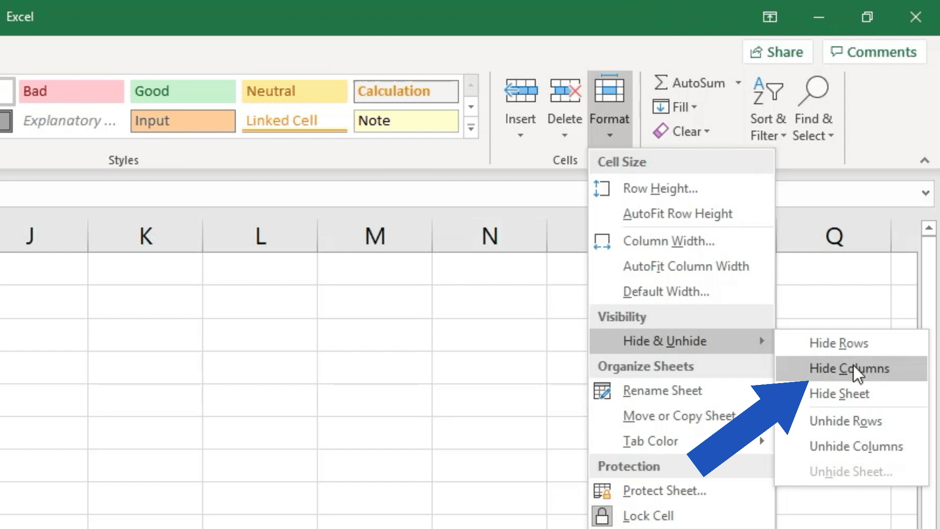 How to Hide Columns in Excel