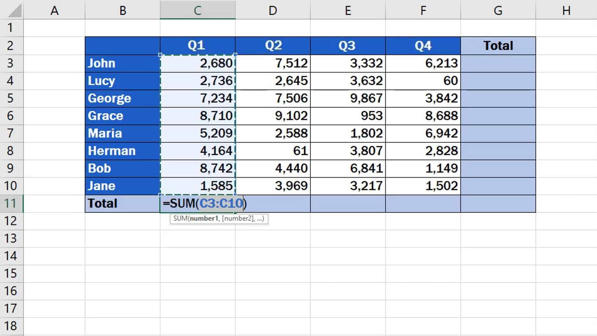 How to Sum a Column in Excel