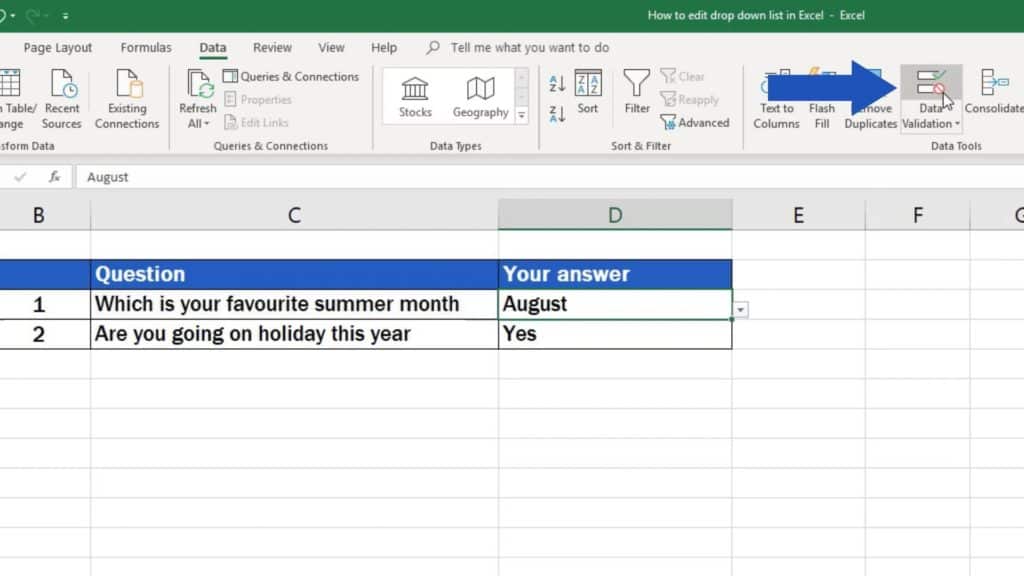 How to Edit DropDown List in Excel