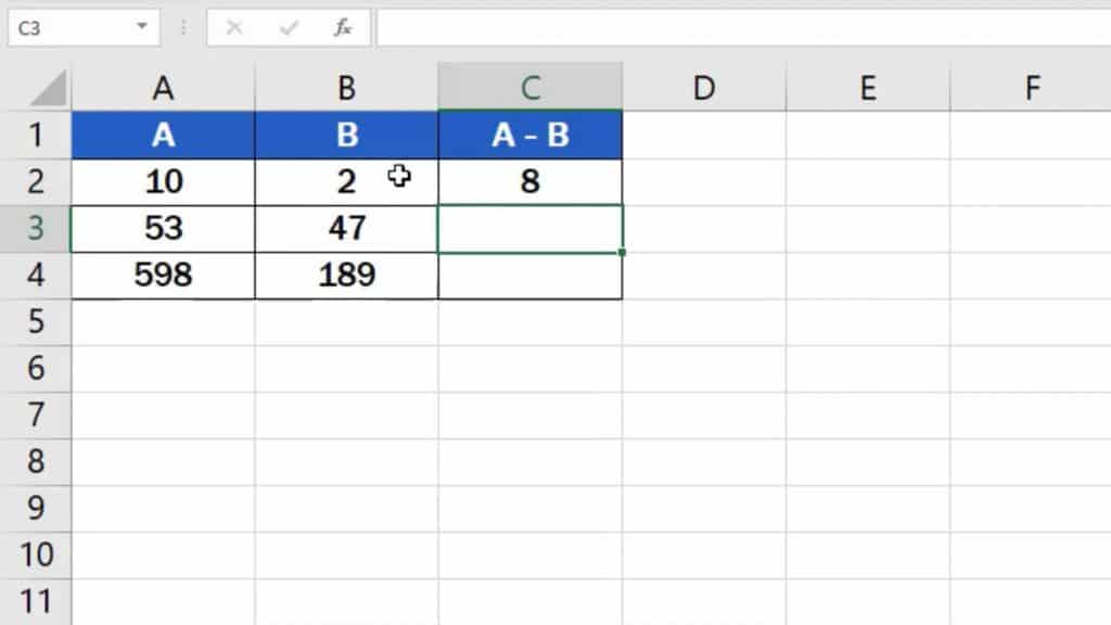 How to Subtract Numbers in Excel (Basic way)