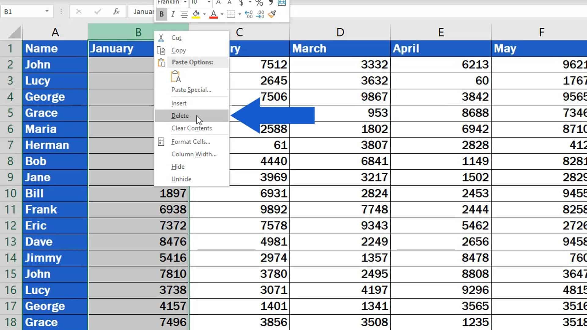 How to Delete Columns in Excel