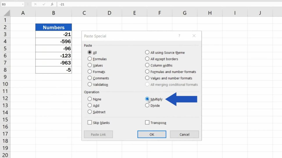 How to Change Negative Numbers to Positive in Excel