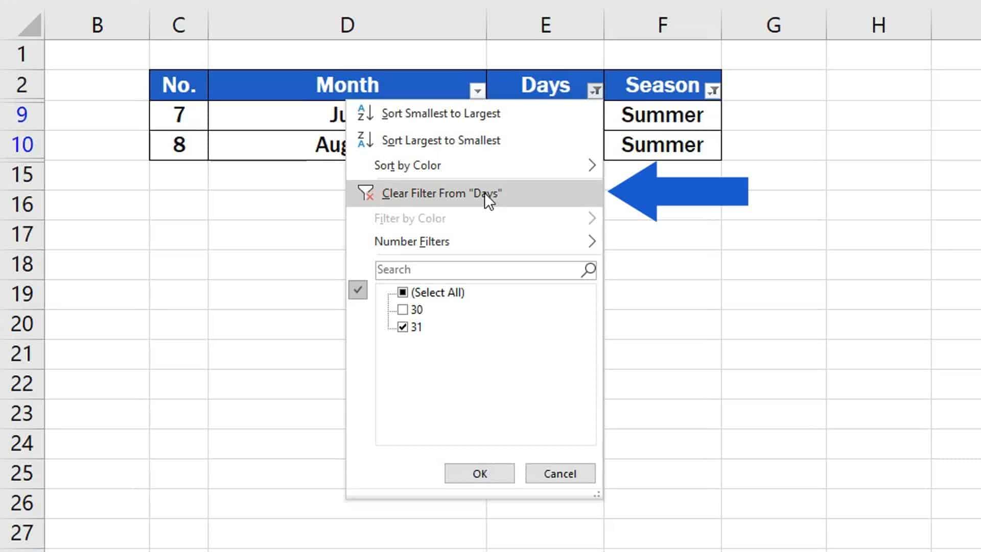 How to Clear or Remove Filter in Excel