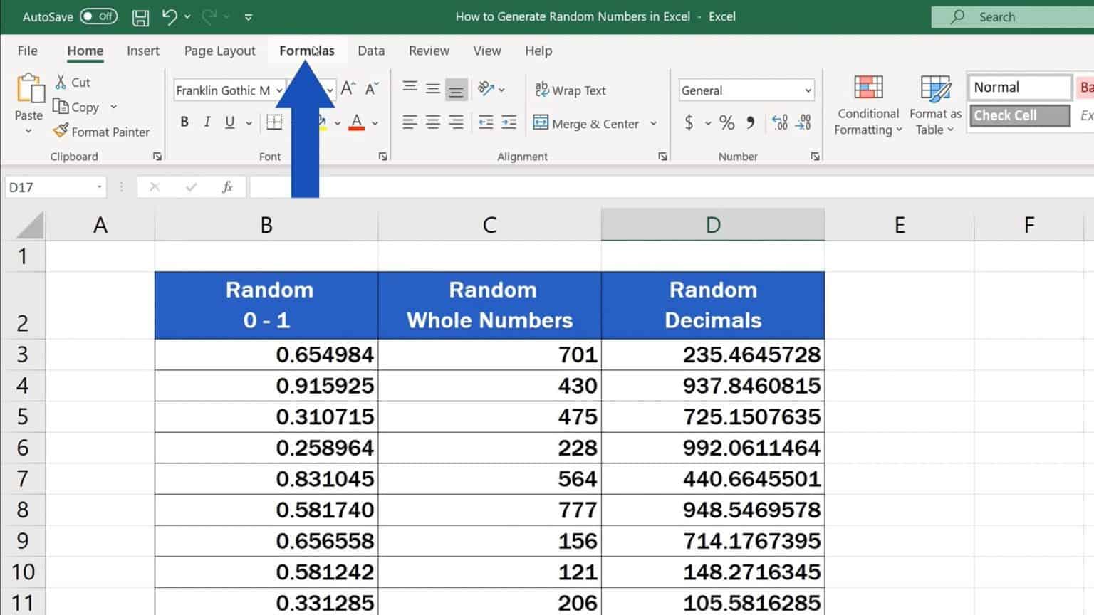 How to Generate Random Numbers in Excel (3 Different Ways)