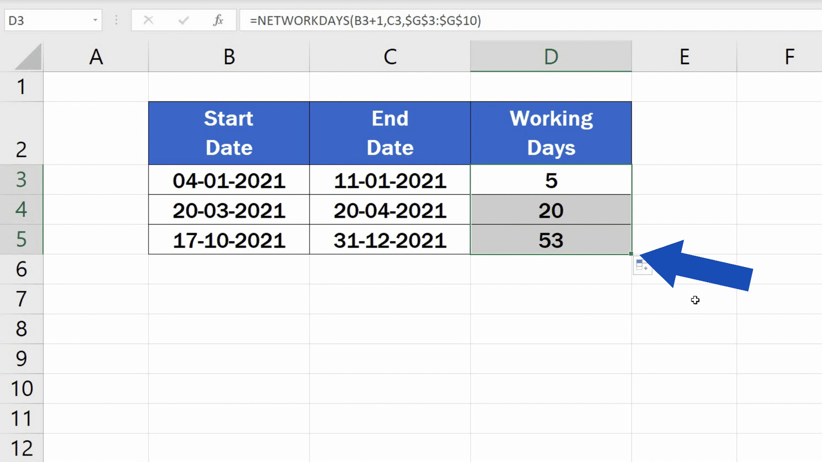 How to Calculate Working Days in Excel