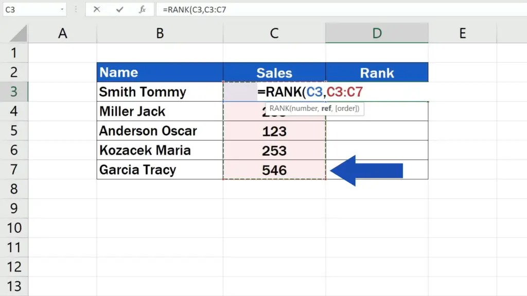 How to Calculate a Rank in Excel