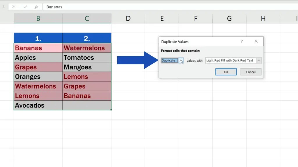 How to Compare Two Columns in Excel to Find Differences