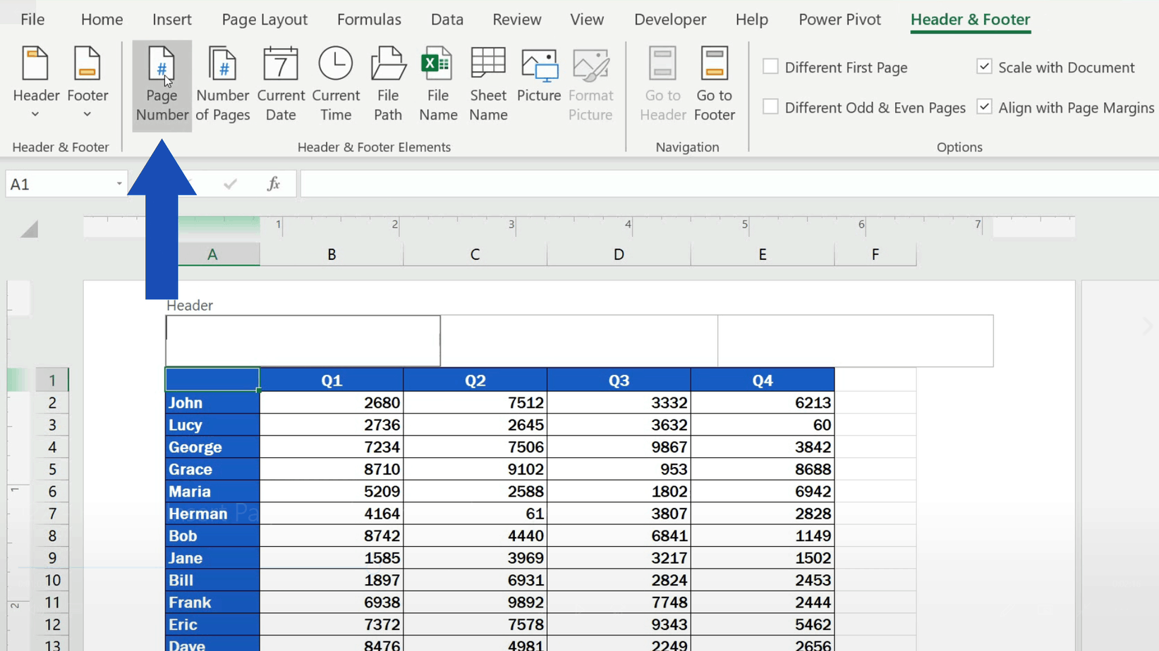 How to Insert Page Numbers in Excel