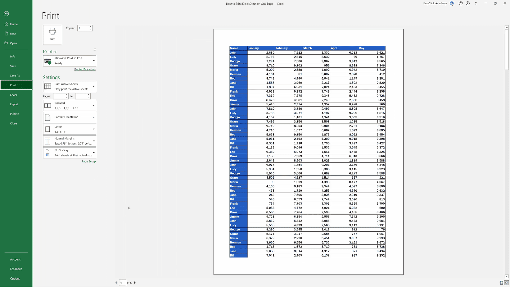 How to Print an Excel Sheet on One Page