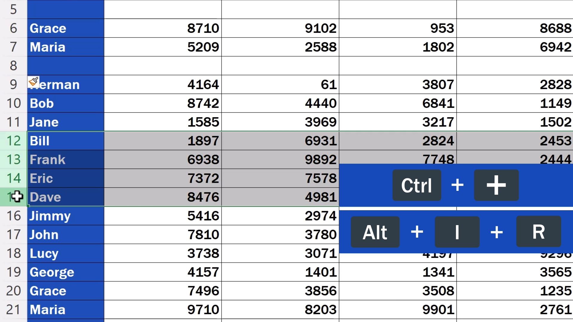 Shortcut Key to Insert Rows in Excel