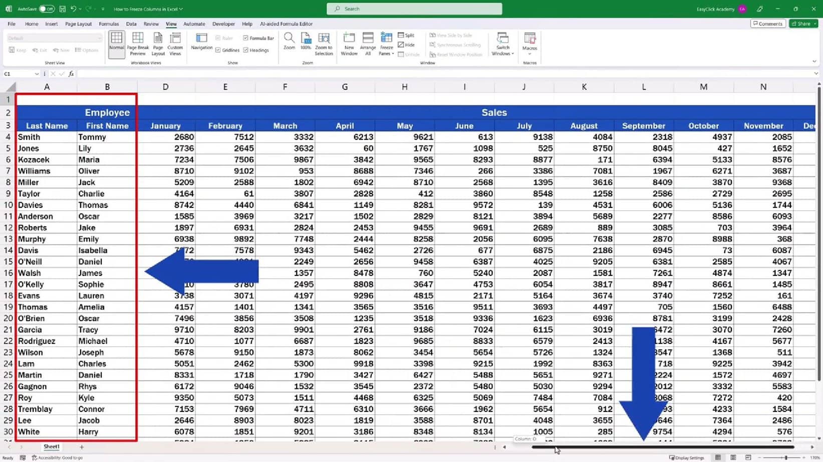 How to Freeze Columns in Excel (A Single or Multiple Columns) EasyClick AcademyEasyClick Academy