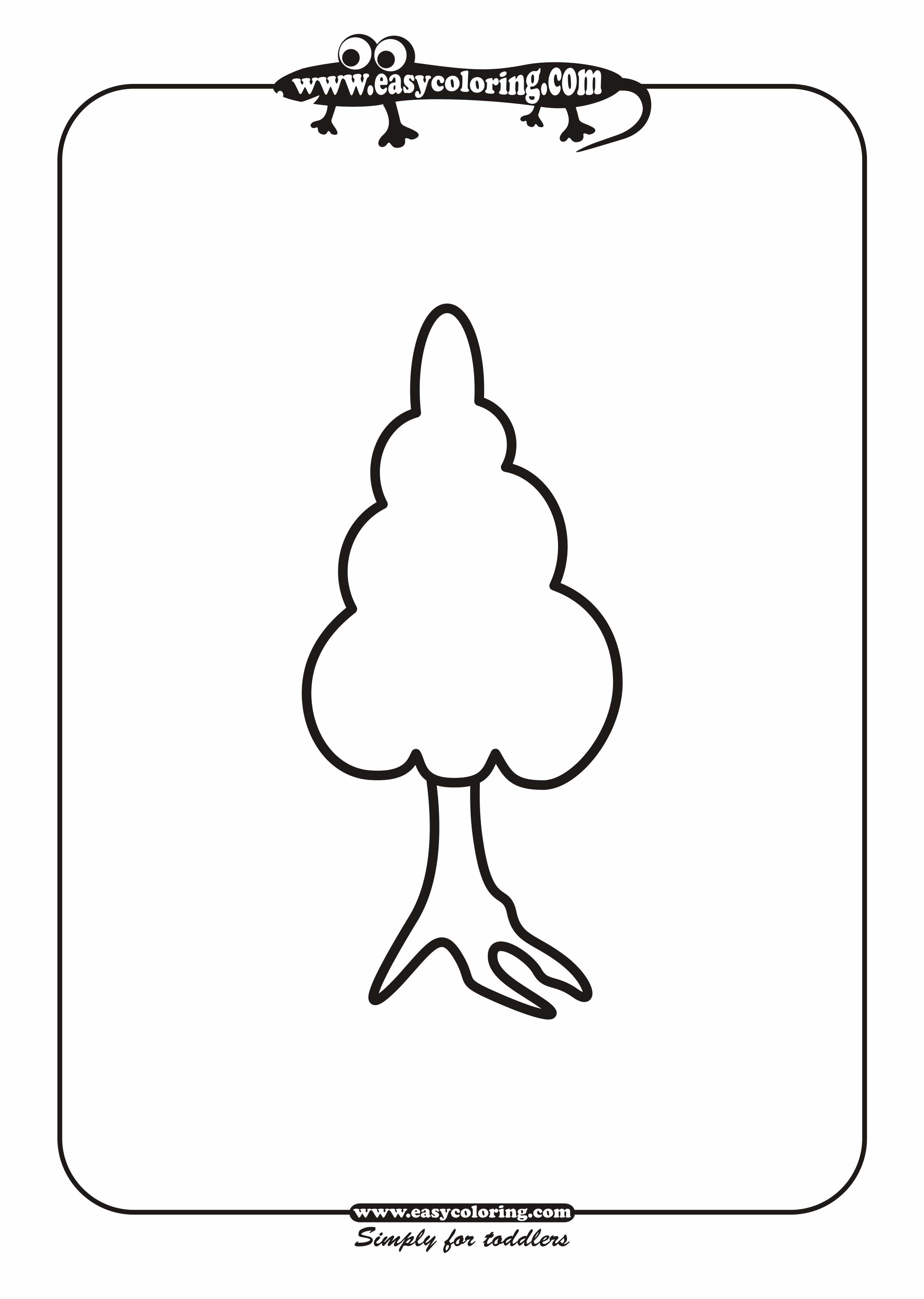 Tree Four Simple trees Easy coloring pages for toddlers