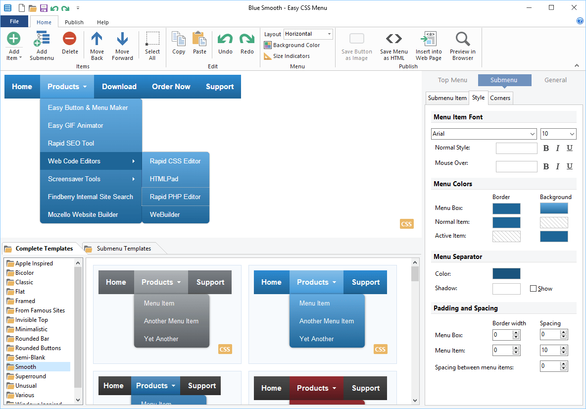 Easy CSS Menu Maker free CSS drop down menu generator