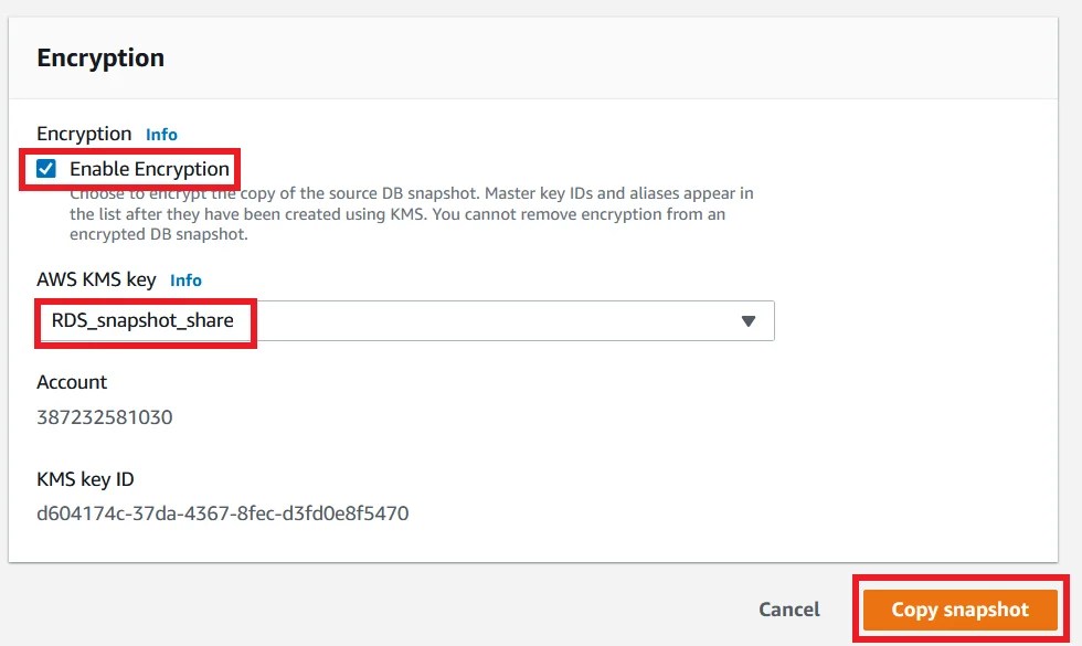 How to share RDS Snapshot from one AWS Account to another