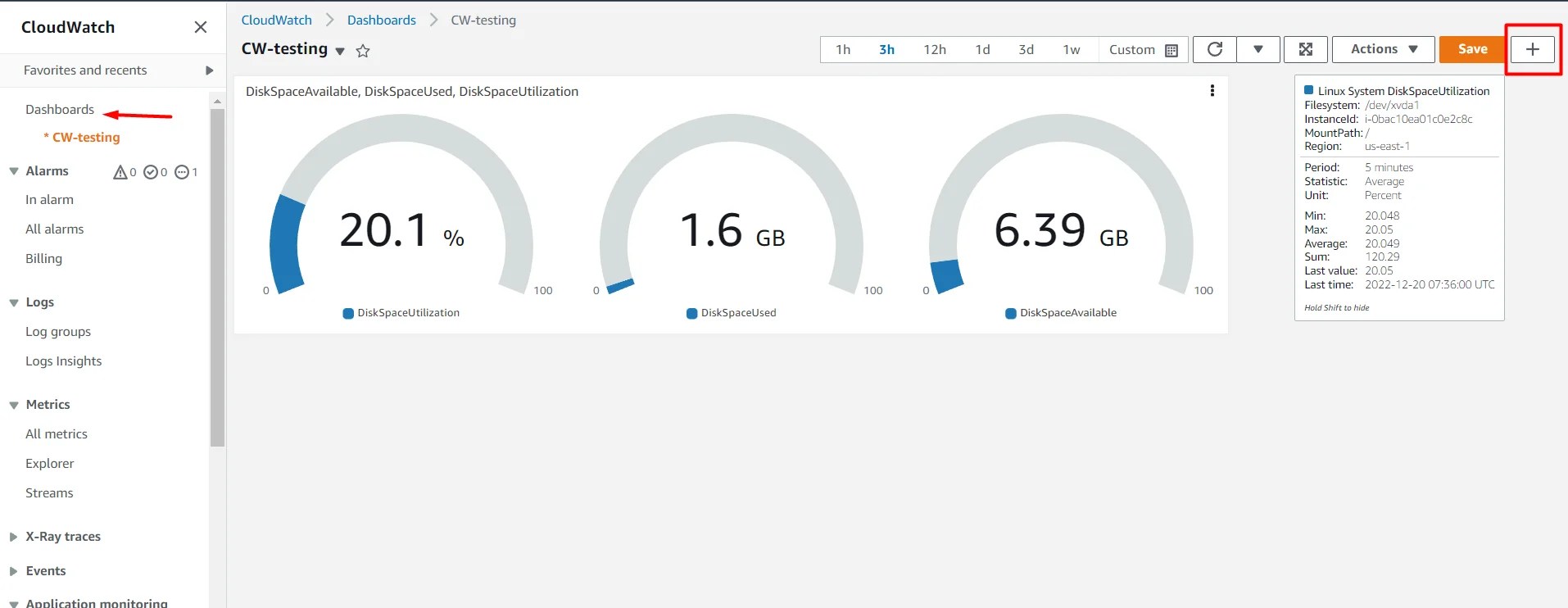 How to setup Memory (RAM) and diskspace monitor for EC2 instance