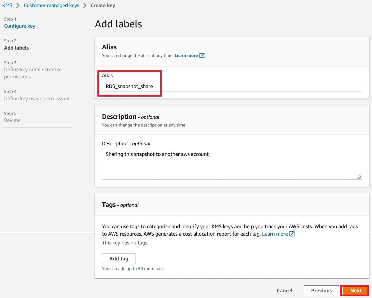 How to share RDS Snapshot from one AWS Account to another
