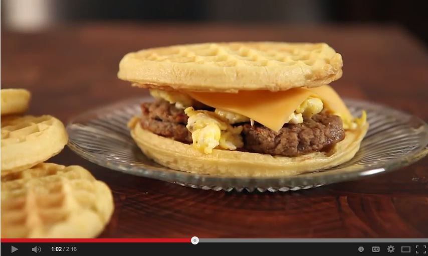 Sausage, Egg and Cheese Waffle Sandwich Easy Home Meals