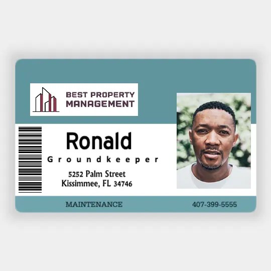 Property Management ID card Horizontal Great Selection of Property