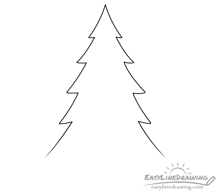 How to Draw a Pine Tree Step by Step EasyLineDrawing