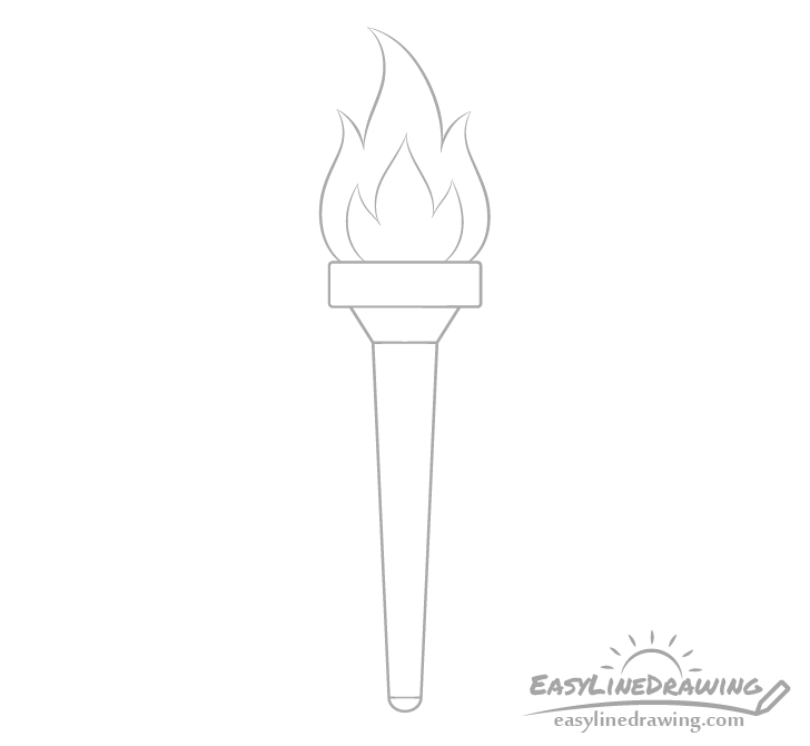 How to Draw a Torch Step by Step EasyLineDrawing