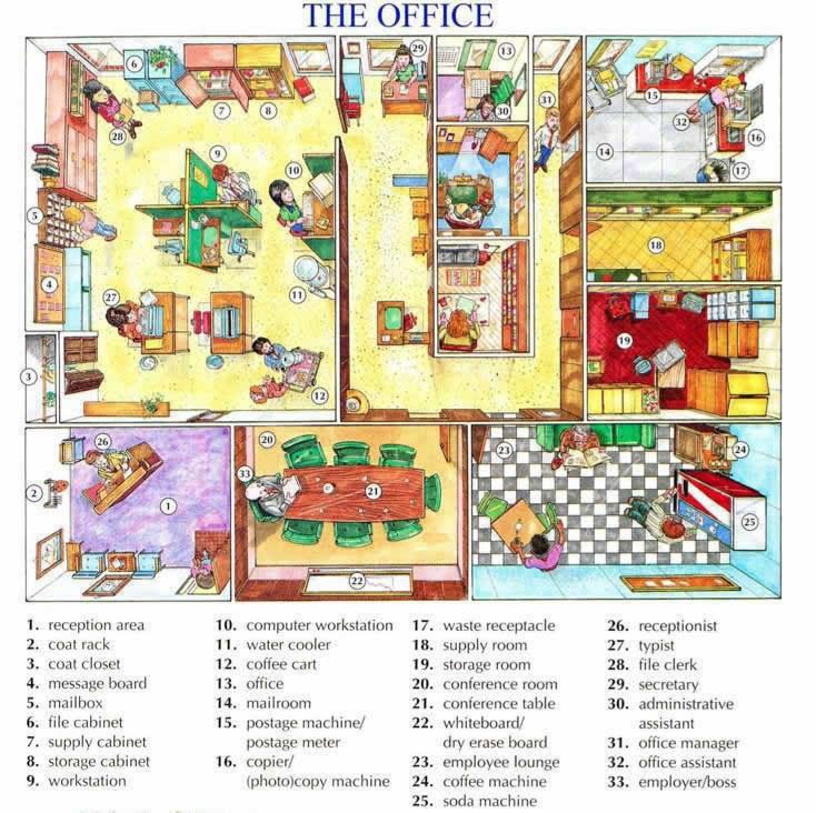 Office and equipment vocabulary with pictures English lesson