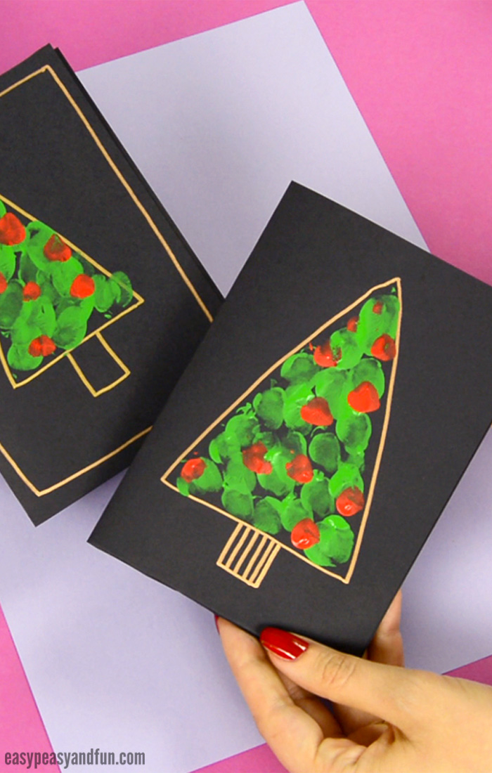 Fingerprint Christmas Tree Card Easy Peasy and Fun