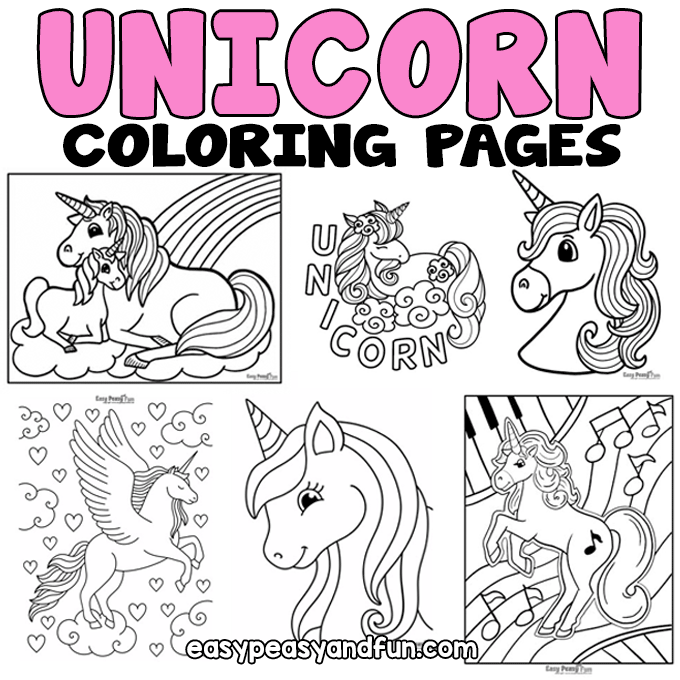 Unicorn Coloring Pages - 50 Printable Sheets - Easy Peasy and Fun