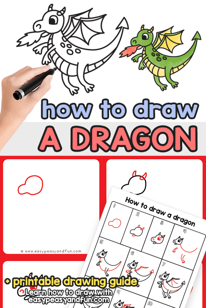 How to Draw a Dragon Step by Step Drawing Tutorial Easy Peasy and Fun