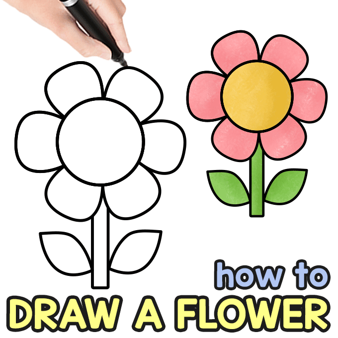 How to Draw a Flower Step by Step Drawing Tutorial Easy Peasy and Fun